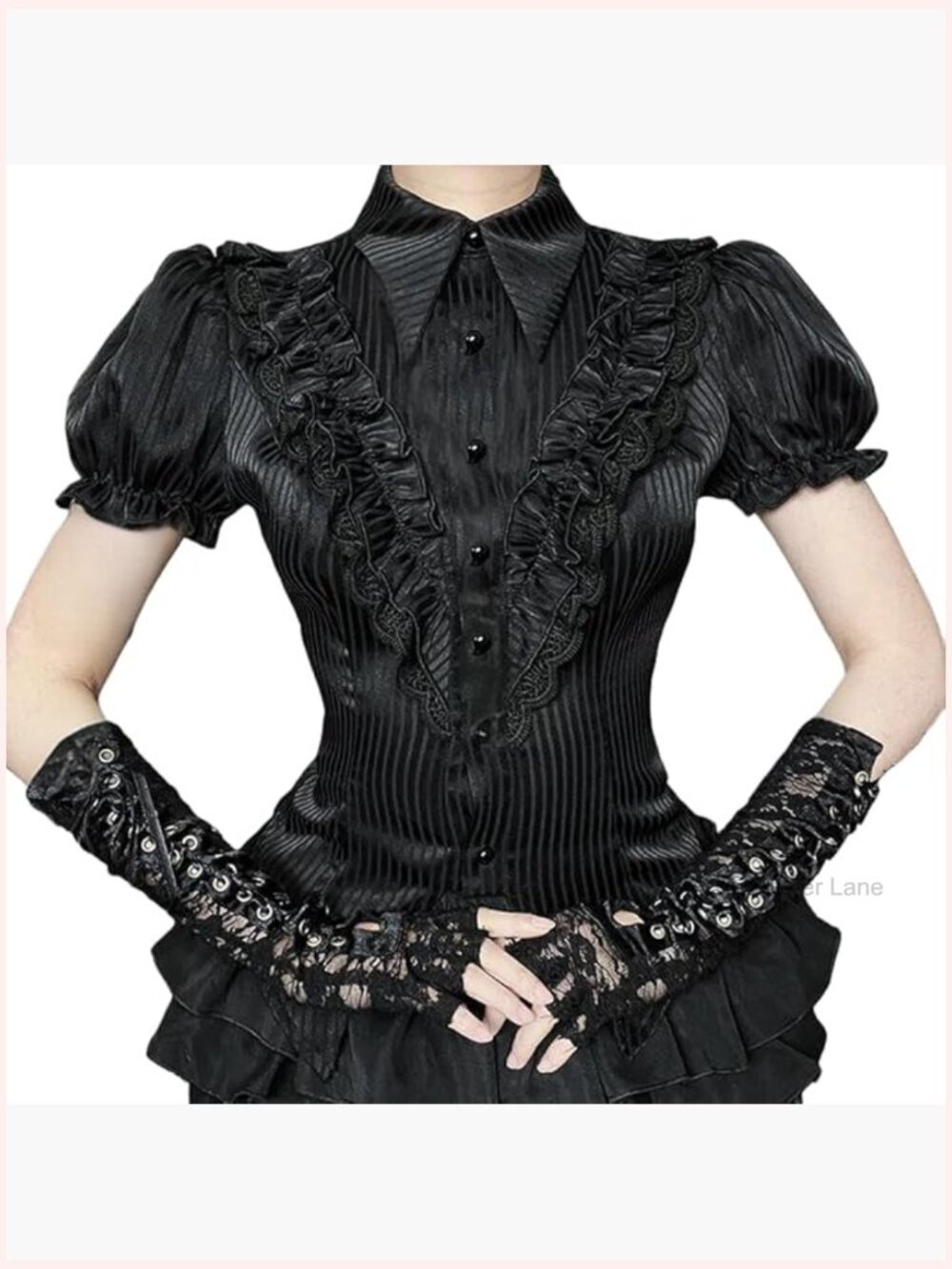 Gothic Crop Tops Victorian Grunge Y2k Blouse Ruffle Top